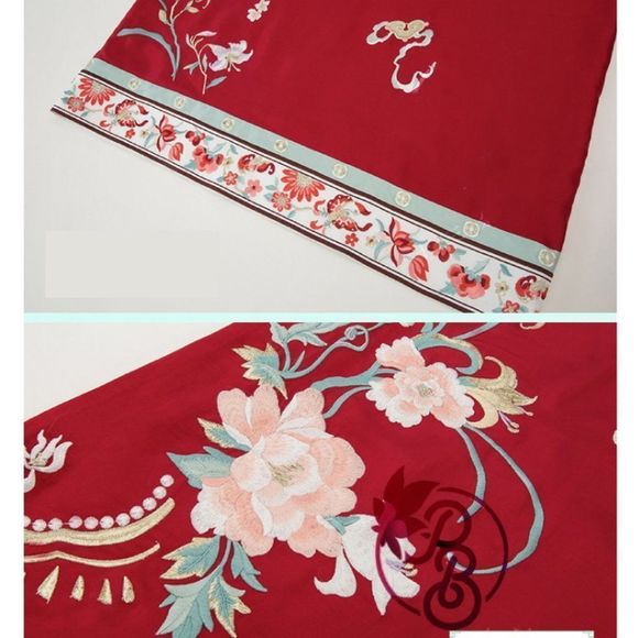 Floral Embroidered Maxi Gown Pearl | Women Traditional Wedding Prom Dress - Picture 5 of 11